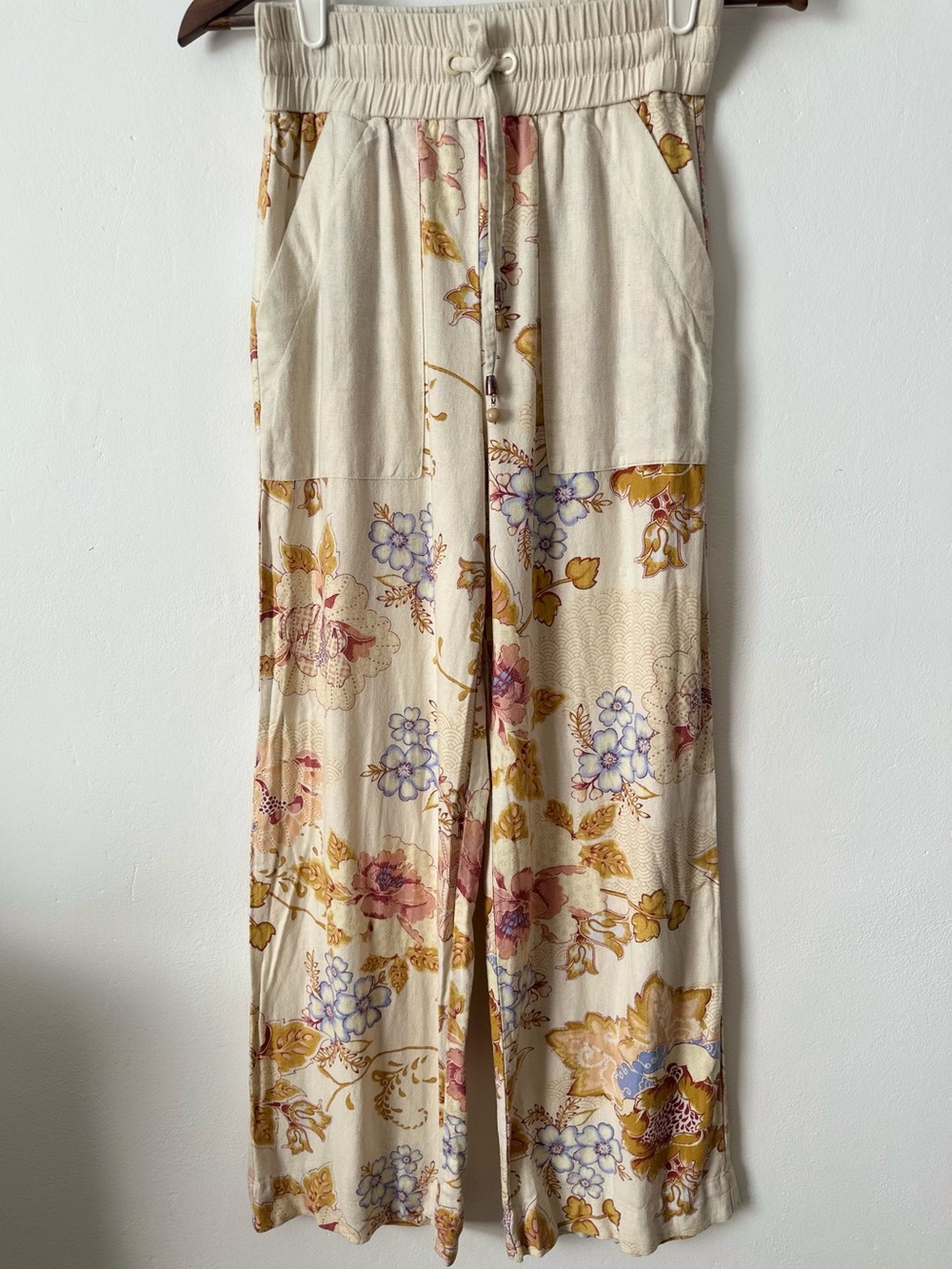 House of Harlow 1960 Cream Floral Wide-Leg Pants | XS